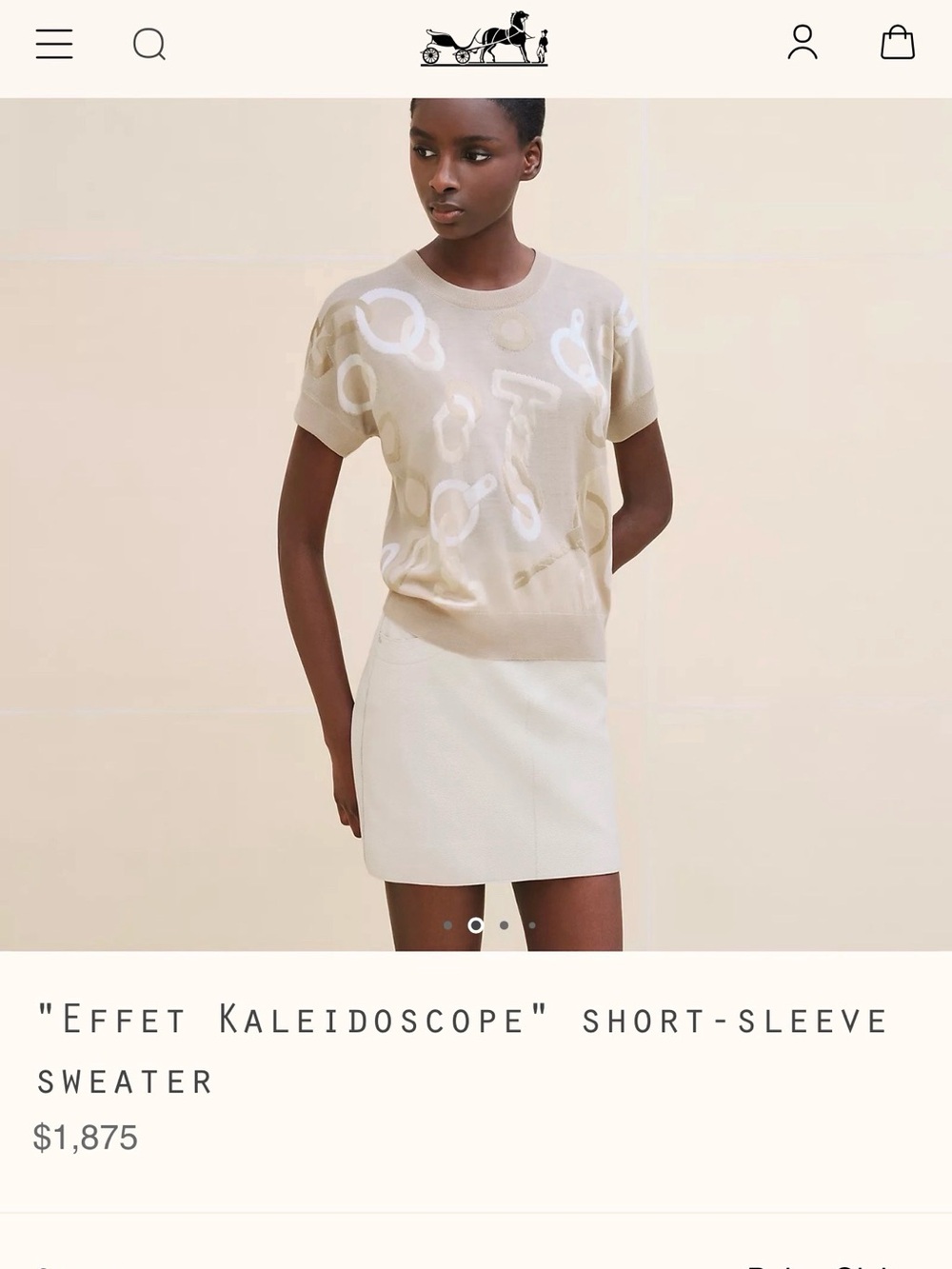 Hermès Effet Kaleidoscope Short-Sleeve Sweater - Beige & Cream